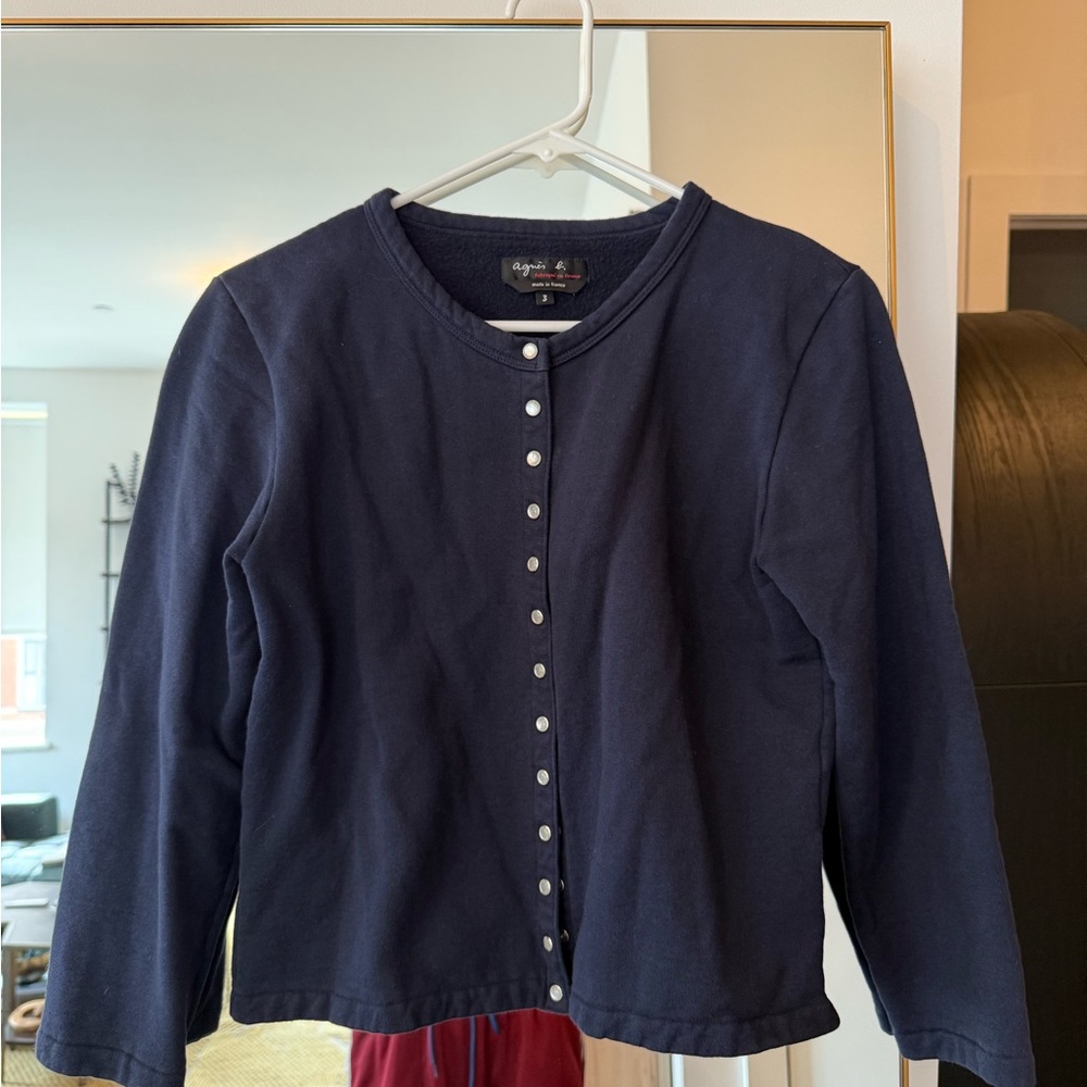 Agnes B. Navy Blue button Cardigan